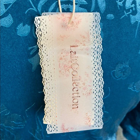 Lait Collection NWT Gwyneth Lace Velvet Maxi Dress in Lake Blue Large Coquette - Picture 12 of 15